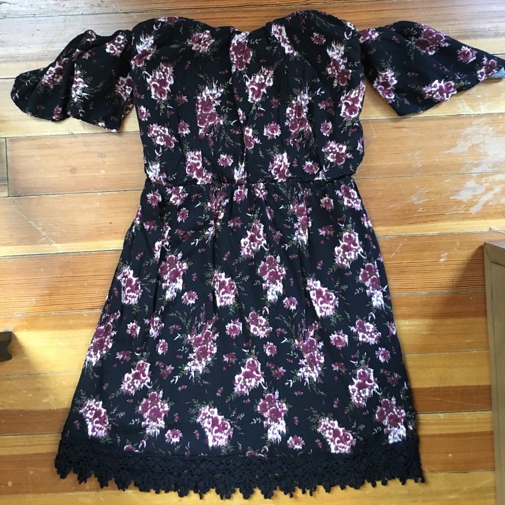 pacsun off shoulder printed dress