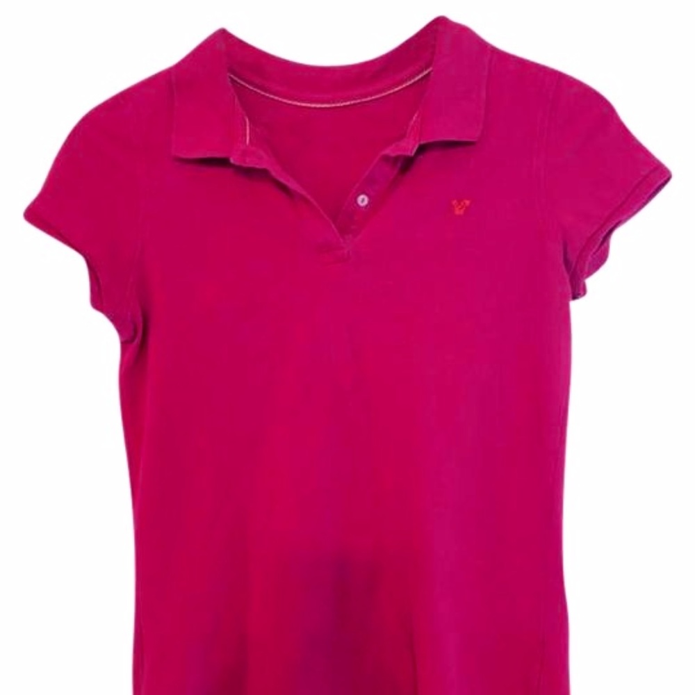 American Eagle Hot Pink Collared Top