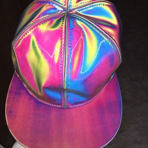 🌈 Rainbow 🌈 holographic rave hat.