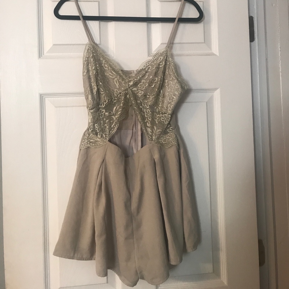 Grey Lace Cut Out Romper