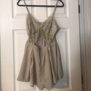 Grey Lace Cut Out Romper