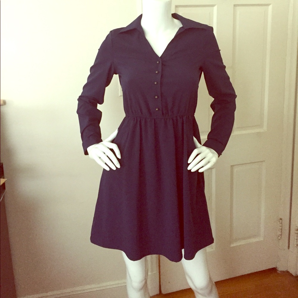 Dan Bee Cute Long Sleeve Navy Dress