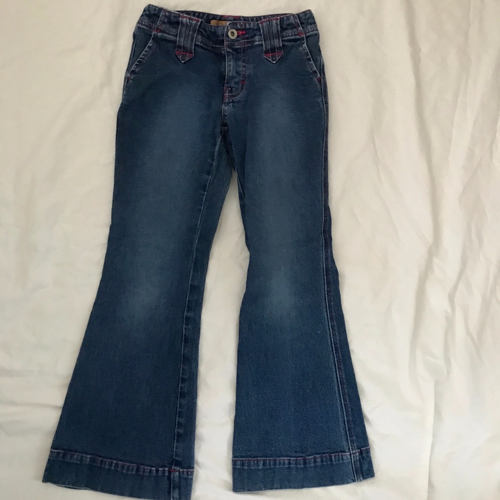 Tommy Hilfiger flare trouser jeans pink trim sz 7