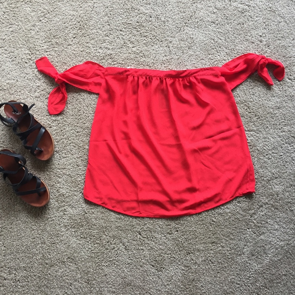 Red Off the Shoulder Top