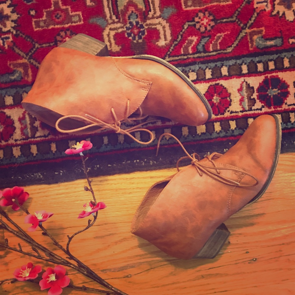 Hipster faux leather booties.