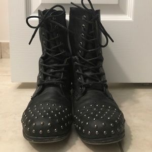 Studded black combat boots