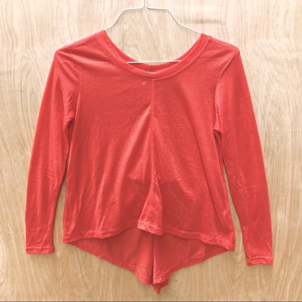 Sheer Blood Orange Urban Outfitters Hi-Lo Top