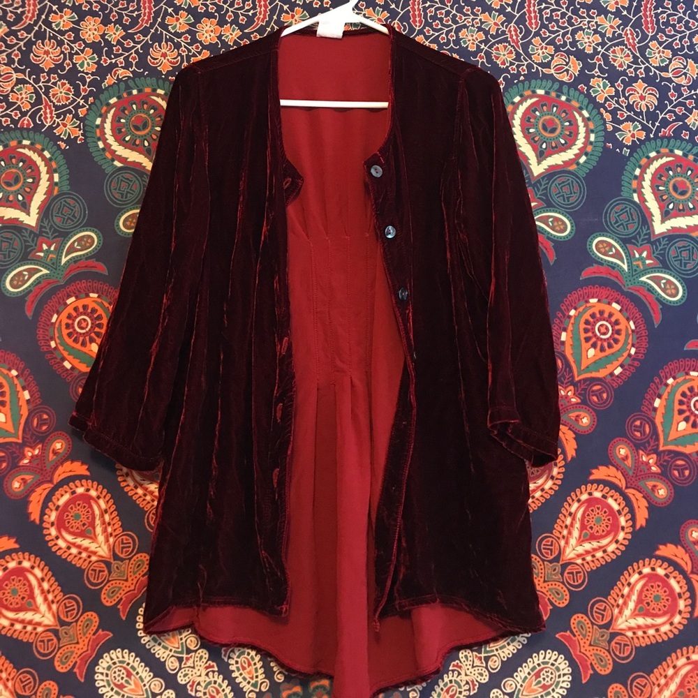 Vintage Red Velvet Cardigan