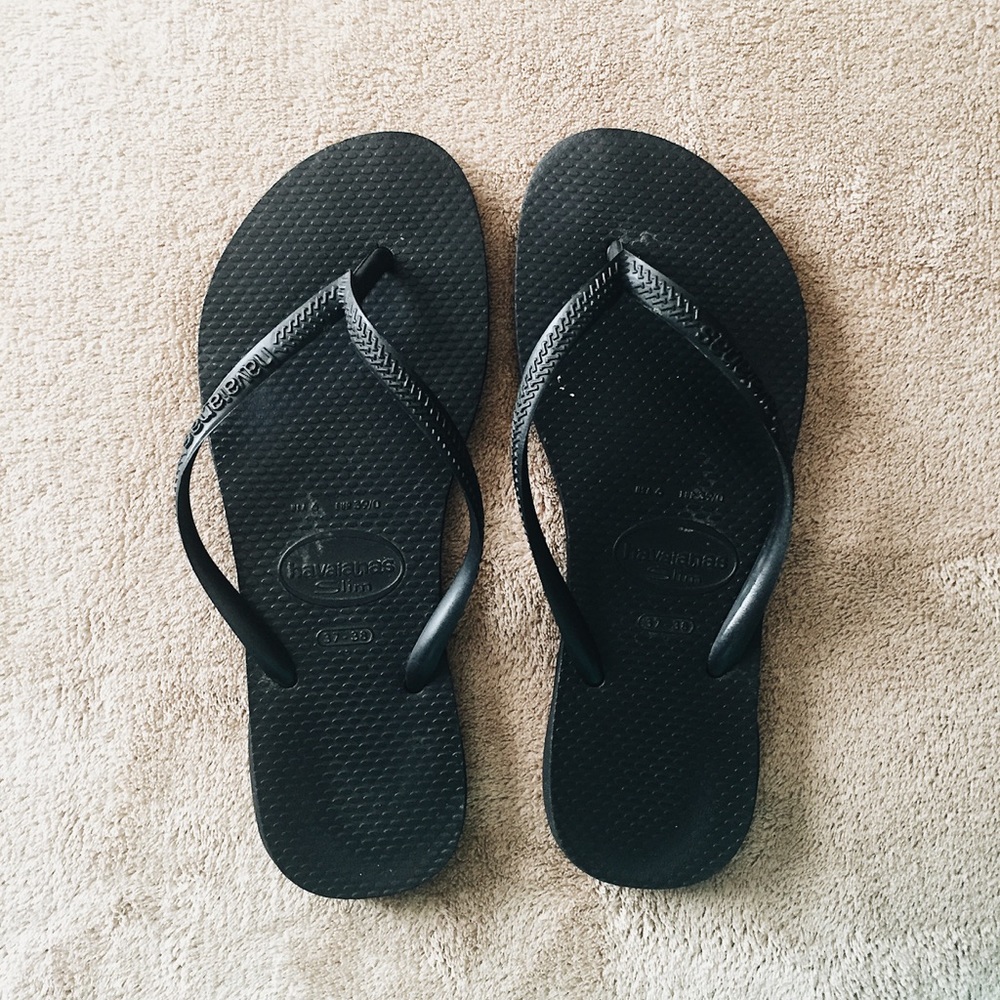 Black Havaianas Slim Flip Flops