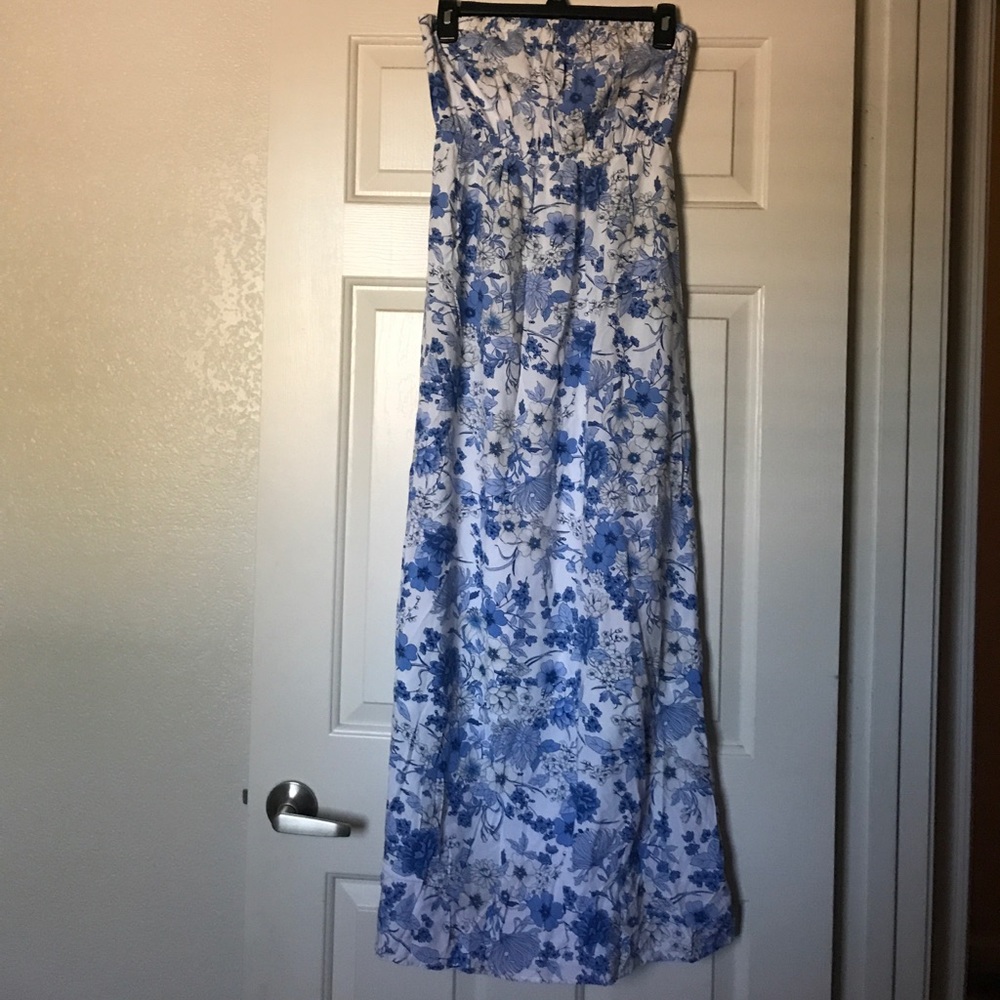 Strapless long floral dress