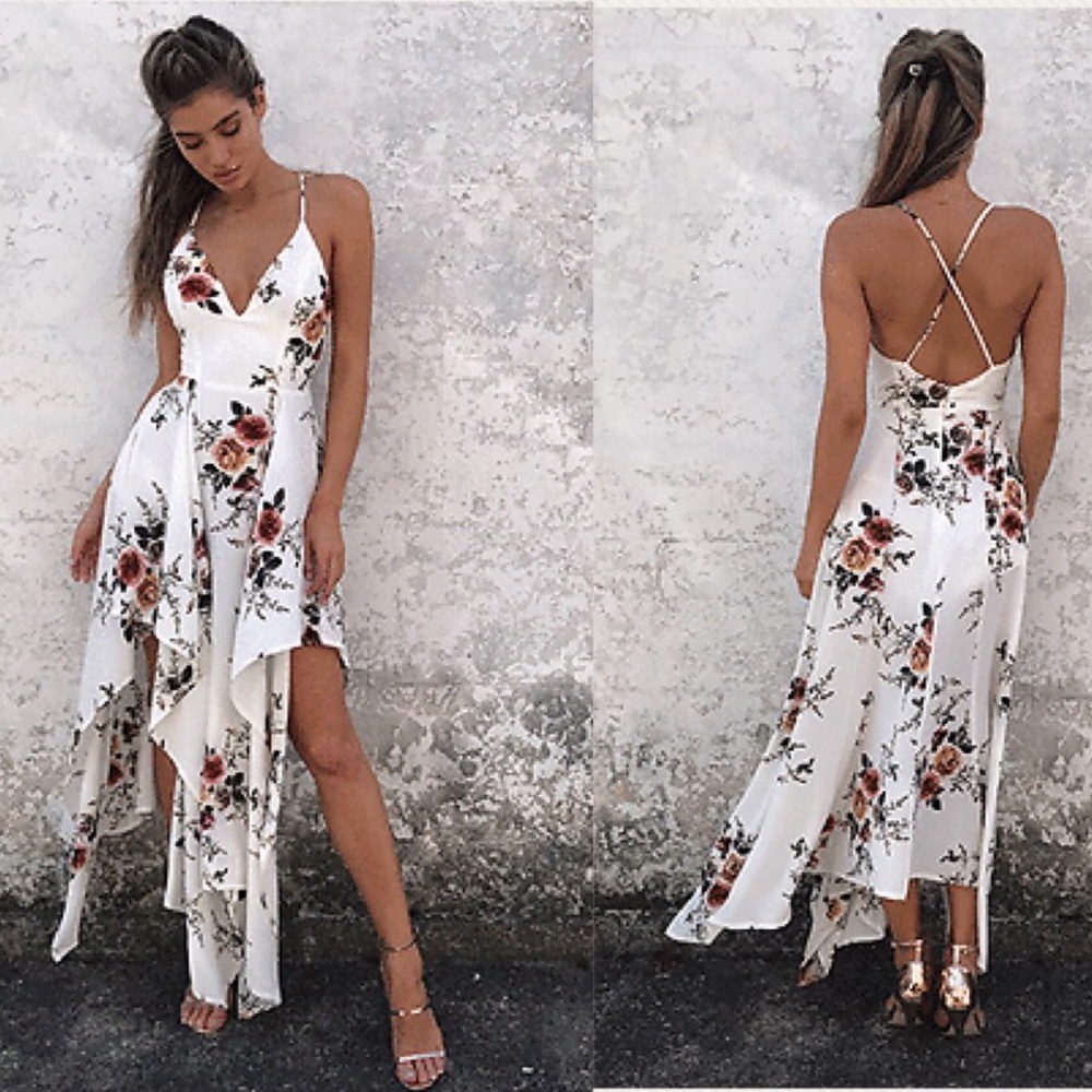 "Miranda" || Asymmetrical White Floral Maxi 💕 - Picture 2 of 4