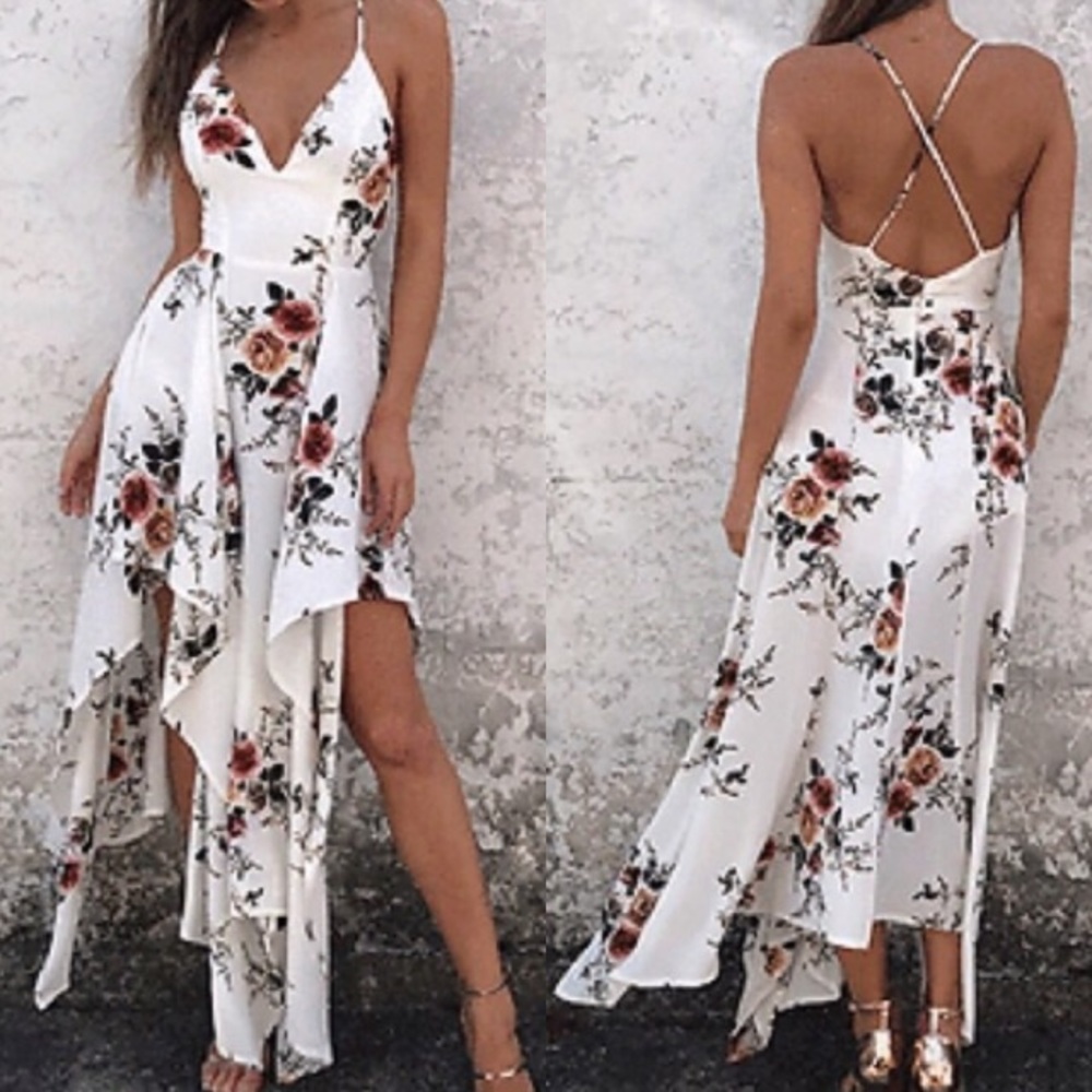"Miranda" || Asymmetrical White Floral Maxi 💕