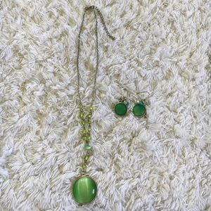 Gorgeous green stone necklace and earrings by KC