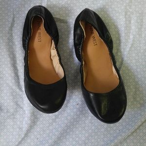Leather Flat black flats