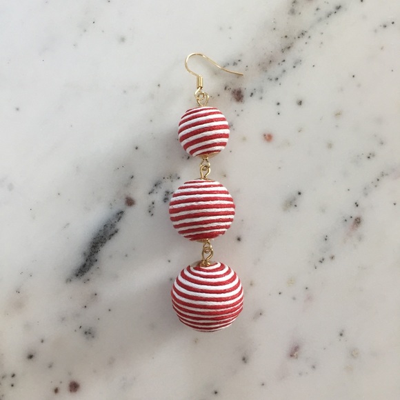 "Libby" Earrings || Red & White Striped Bon Bon - Picture 4 of 8