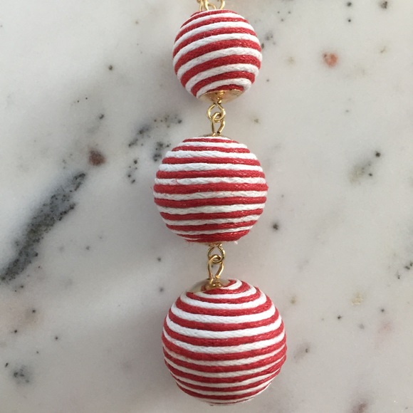 "Libby" Earrings || Red & White Striped Bon Bon - Picture 5 of 8