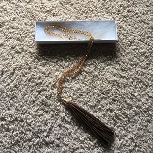 Long beaded tassel necklace