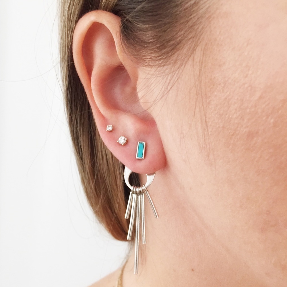 Turquoise and Silver Ox Earring Jackets
