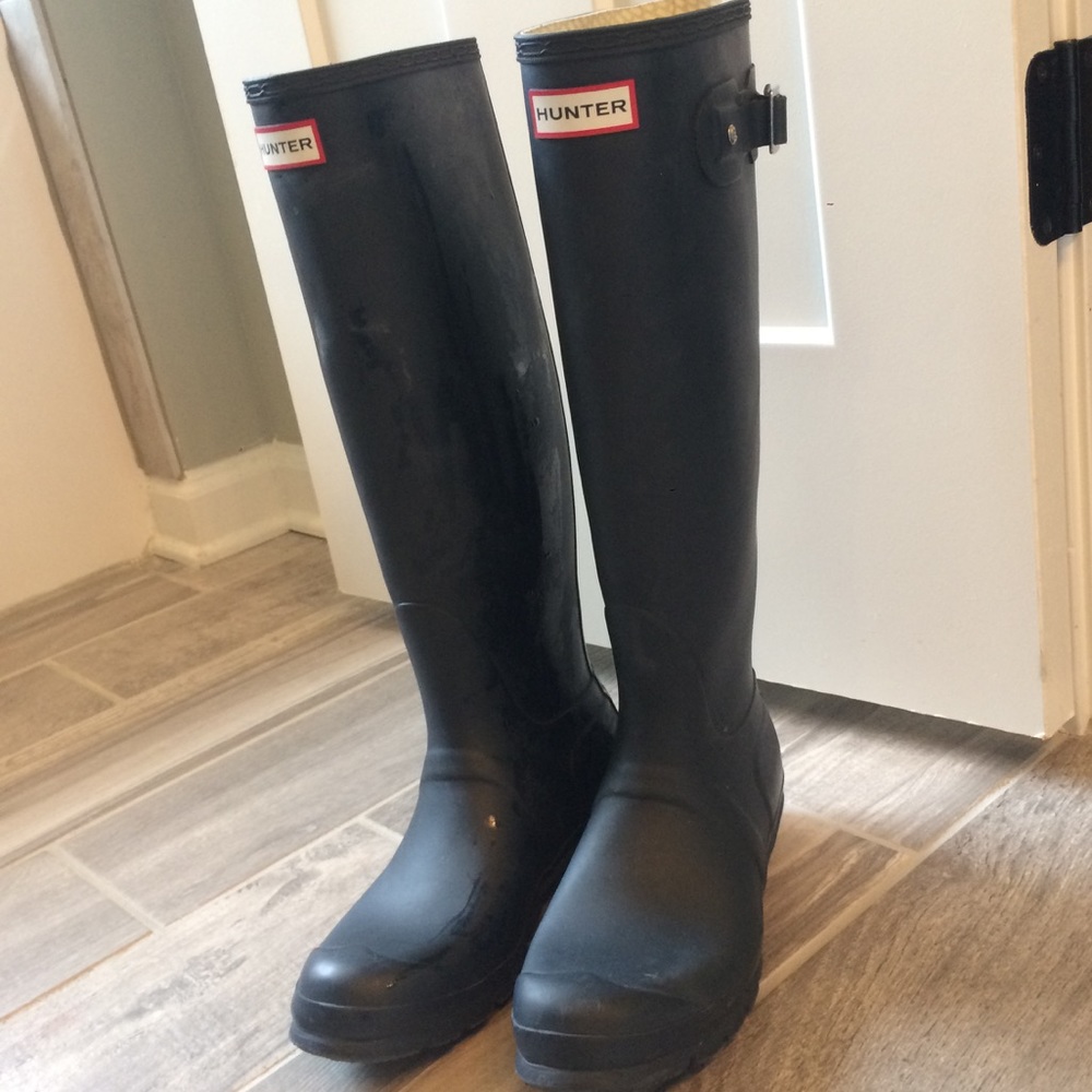 Navy Matte Tall Hunter Rain boots