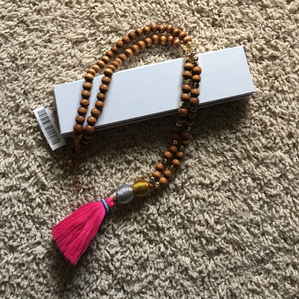 Long beaded tassel necklace