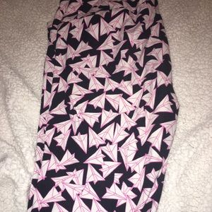 Lularoe TC Pink Paper Airplane Leggings