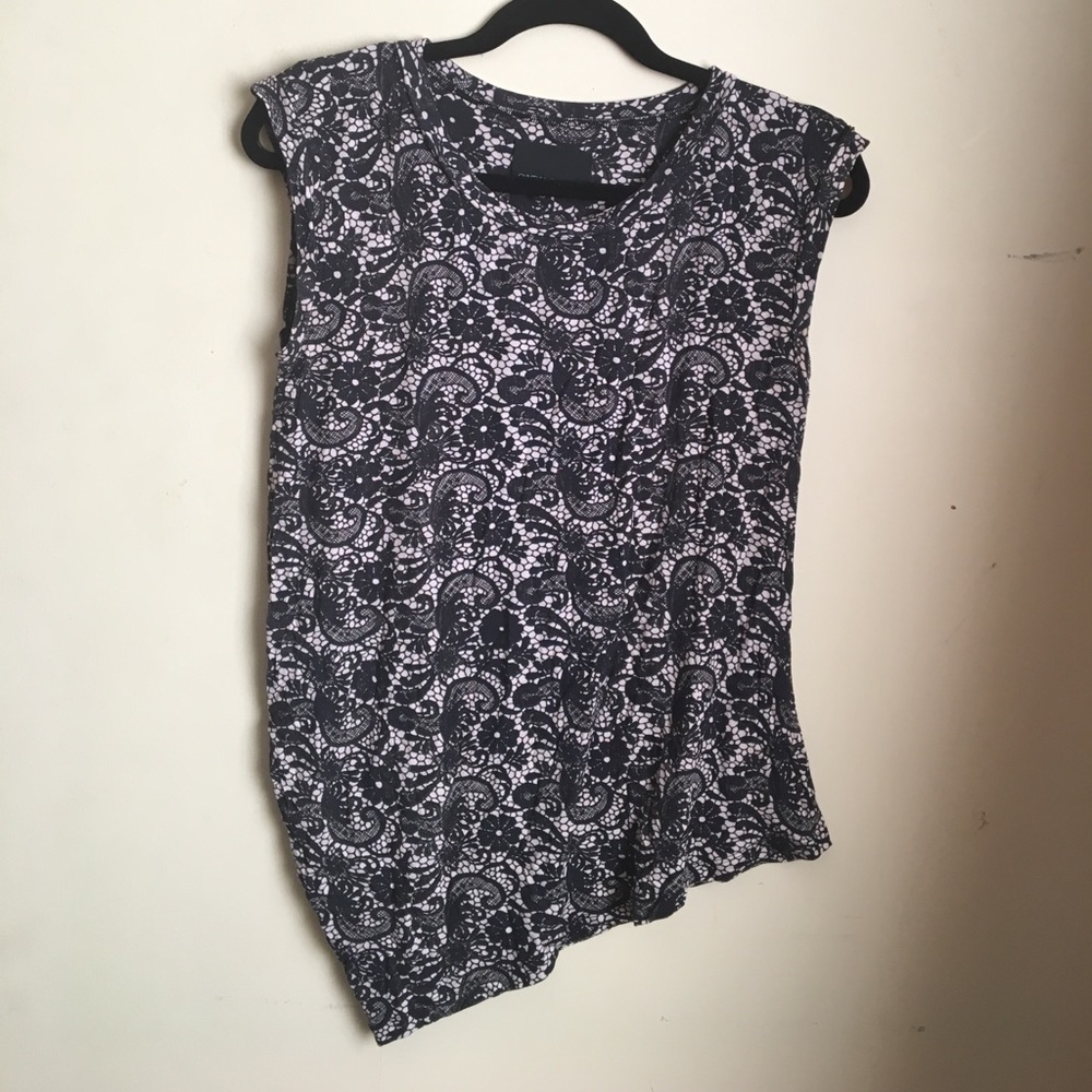 Lace look Asymmetrical Top