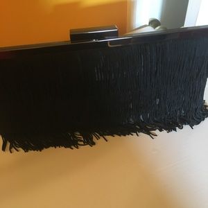 Armani Exchange Fringe clutch purse black