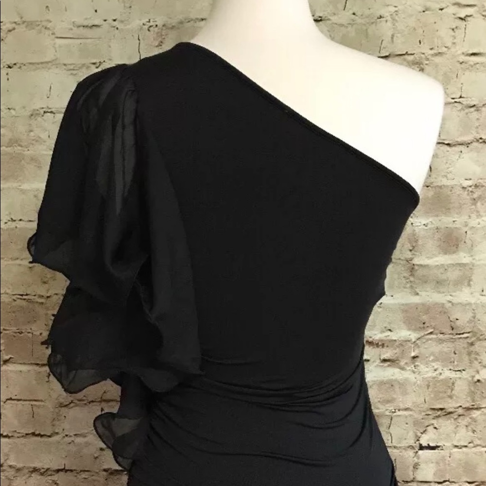 ☀️5/$25 Black One Shoulder Beaded Cocktail Dress - Picture 3 of 6