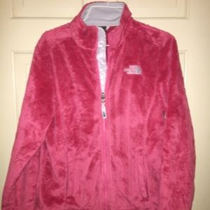 Coral/pink and gray the north face fleece jacket S