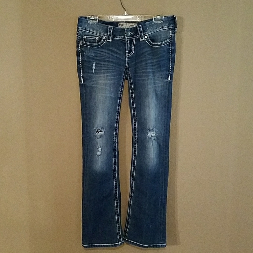 BKE Stella Diatressed Boot cut Jeans, Long
