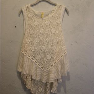 Free People Open Back Lace Shirt