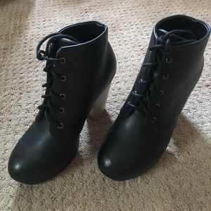 Black Bootie Lace Up Heels