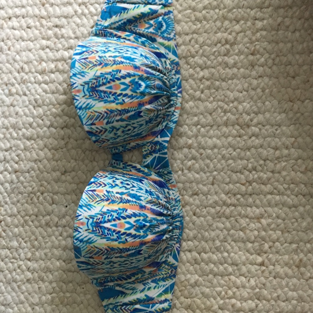 AERIE strapless patterned bathing suit top