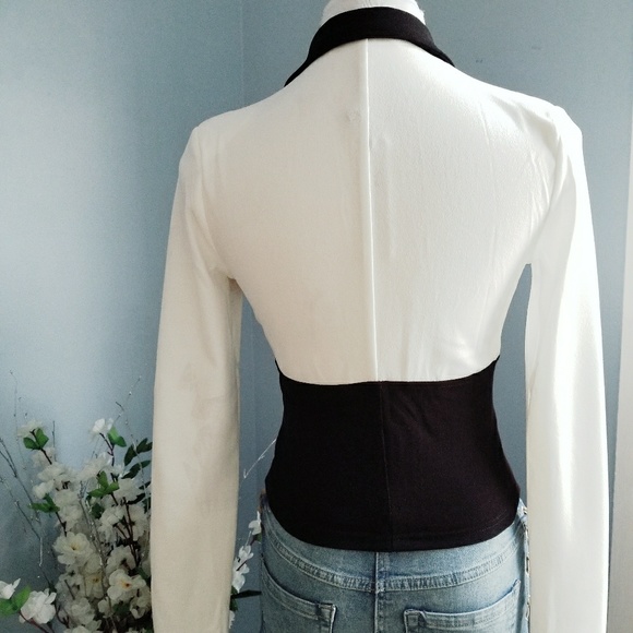 FINAL! Black White Zipper Moto Jacket - Picture 3 of 4