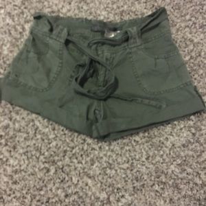 Olive green shorts with tie