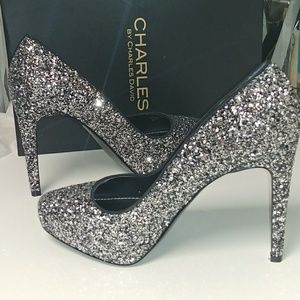 Charles David Sparkle Glitter 5" heels 8.5 New