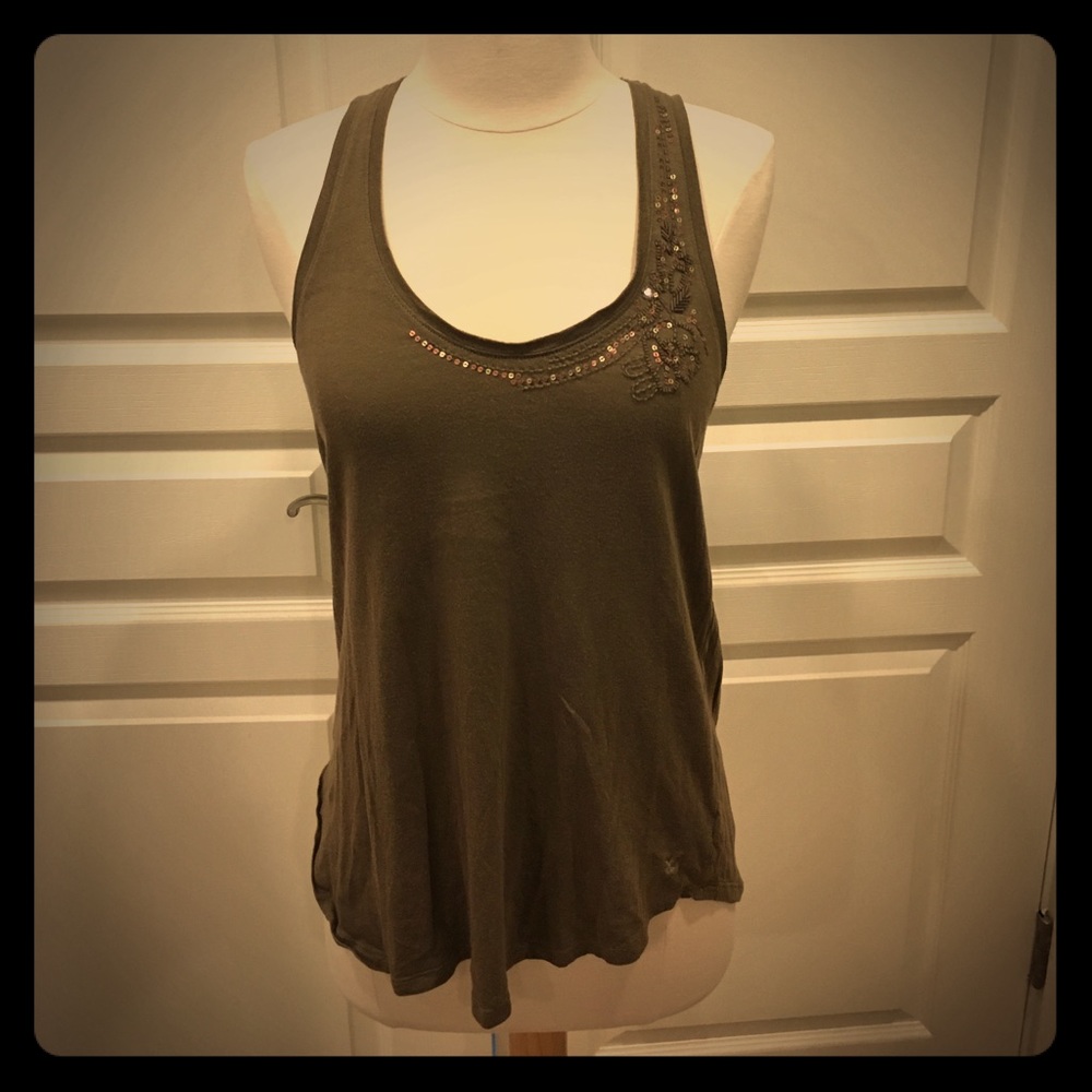 Tan embellished racerback tank
