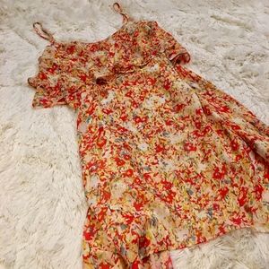 BCBGeneration Sun Dress Guava Coral Beige floral
