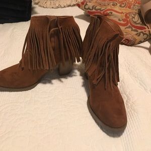 Fringe ankle boots