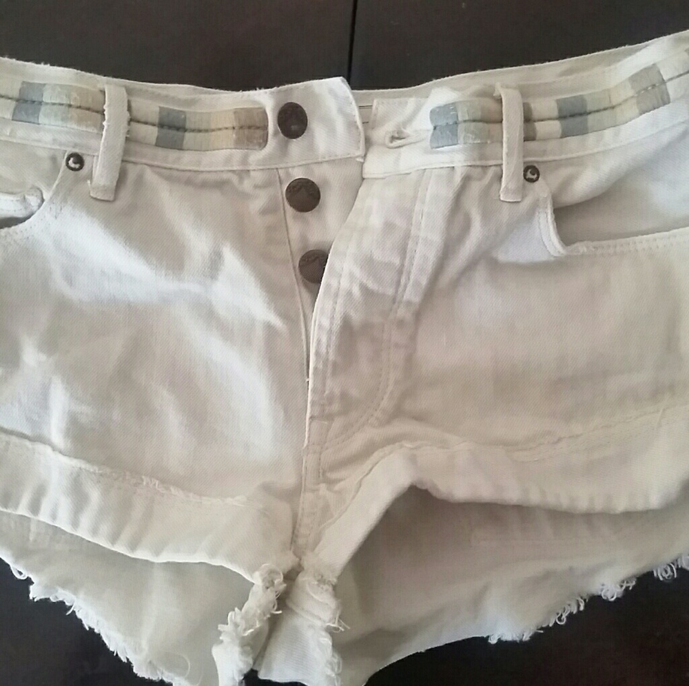 Free people Cut off Tan/white Shorts