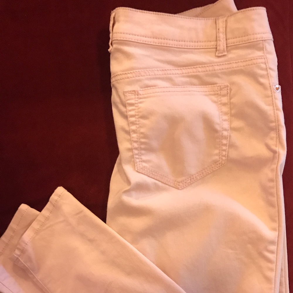 Blush pink skinny jeans