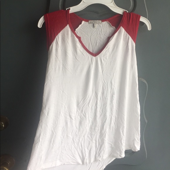 Charlotte Russe XS White/Red Muscle Tank - Picture 1 of 4