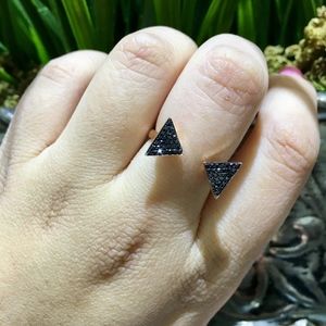 .17CT BLACK DIAMOND 14K ROSE GOLD 3D TRIANGLE RING