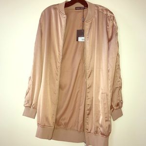 Carli Bybel X Missguided lace up rose gold bomber