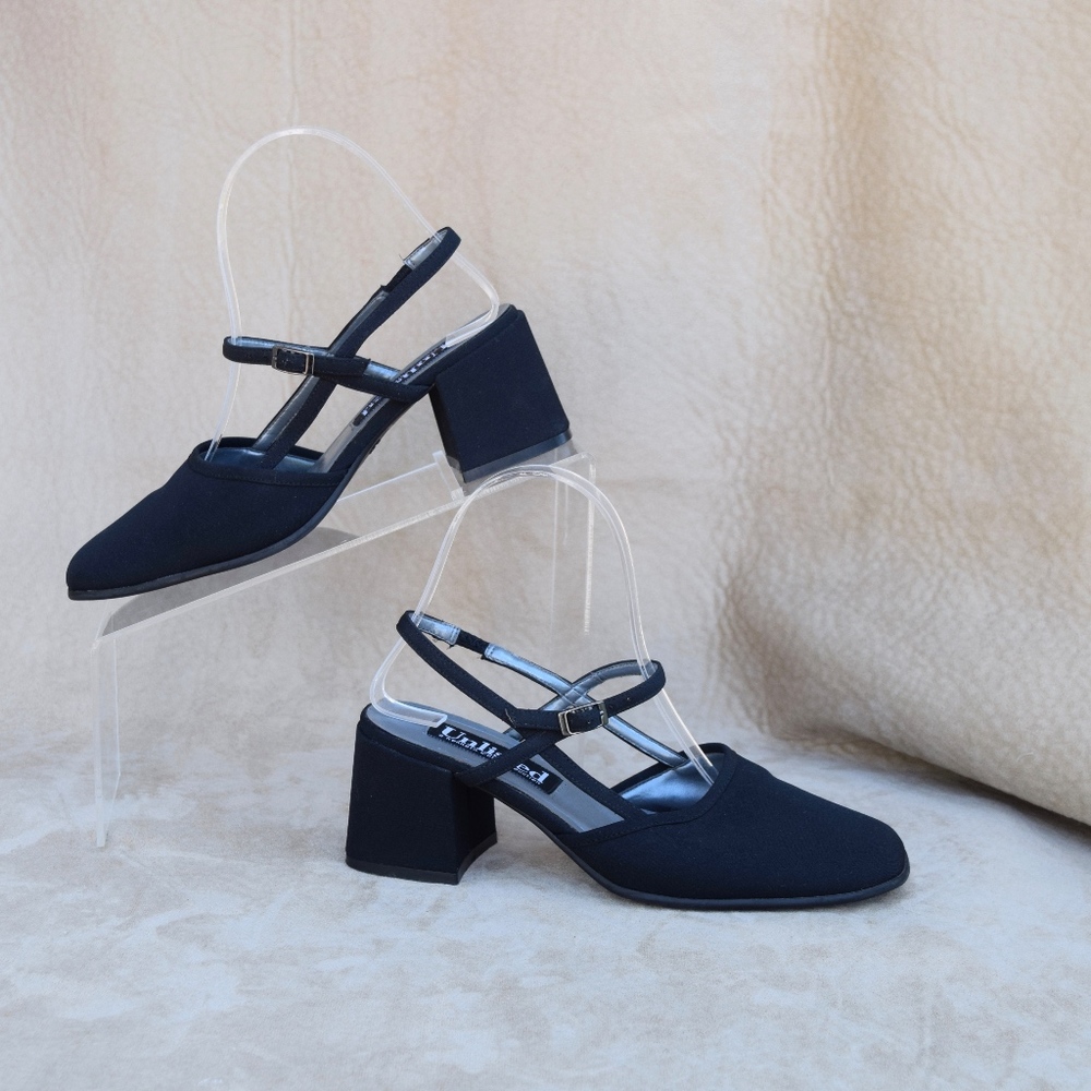 "UNLISTED" BY KENNETH COLE Black Ankle Strap Heels