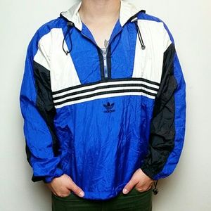 adidas blue and white windbreaker