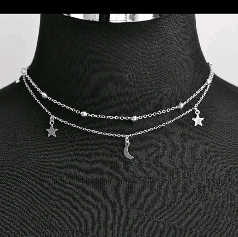 Moon Star Layered Choker Necklace