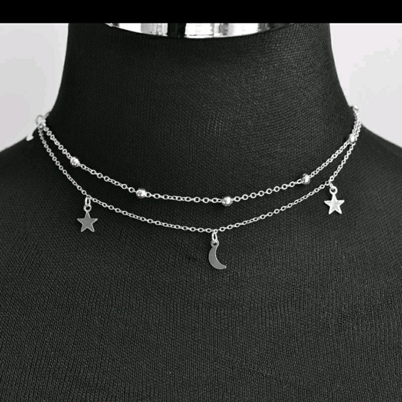 Moon Star Layered Choker Necklace - Picture 1 of 2