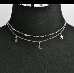 Moon Star Layered Choker Necklace