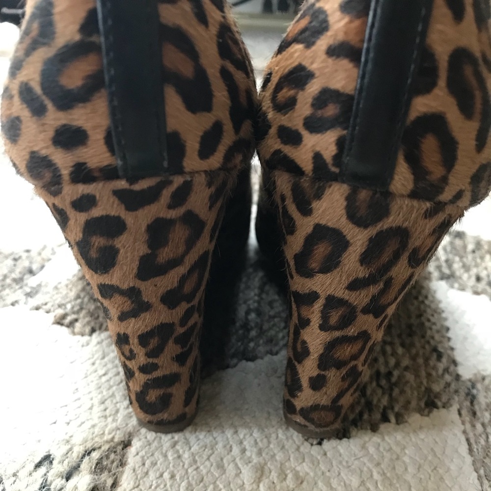 Cheetah print calf haired wedges